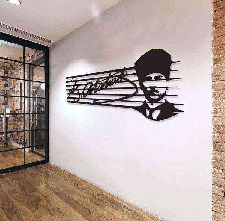 Mustafa Kemal Atatürk İmza ve Silüet 3D Mdf Tablo Evinize Ofisinize